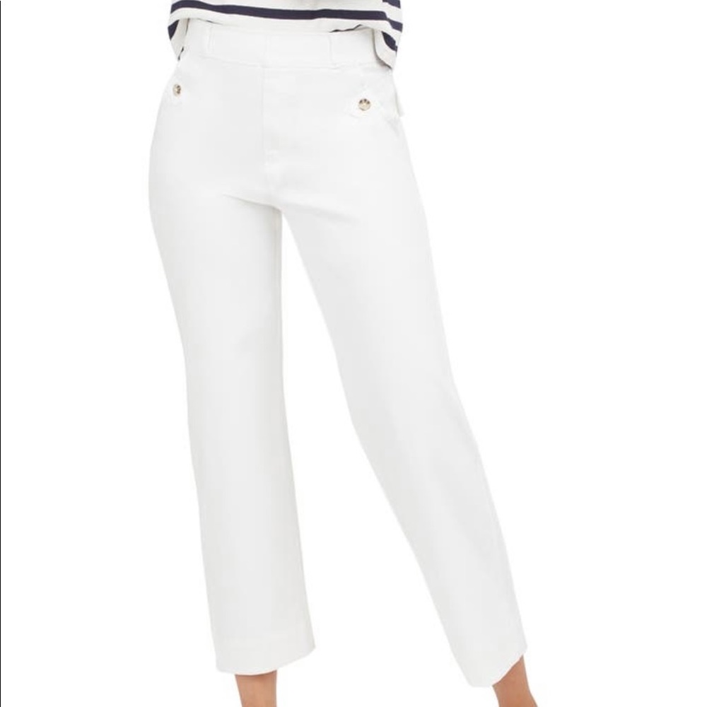 Spanx white twill pull on pants